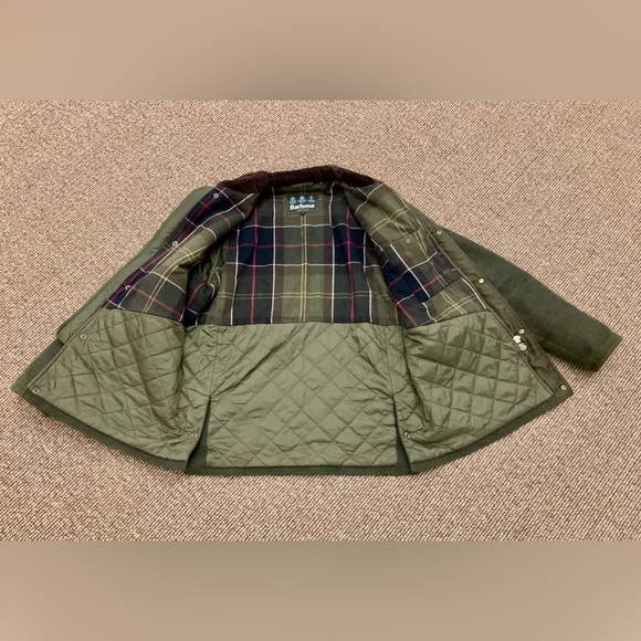 Men’s XL Green Wool BARBOUR Classic Tartan Lined Corduroy Collar Jacket - Picture 8 of 14